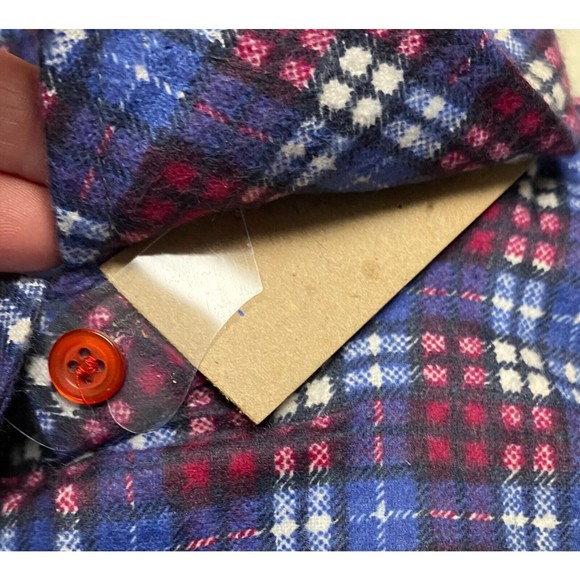 Pine Trail Blue Red Plaid Flannel Shirt Kids Youth Boys Size 16 NEW Vintage - Picture 4 of 5